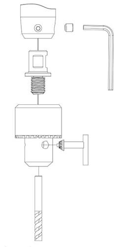 montering cylindriskt borr med adater och borrchuck på magnetborrmaskin