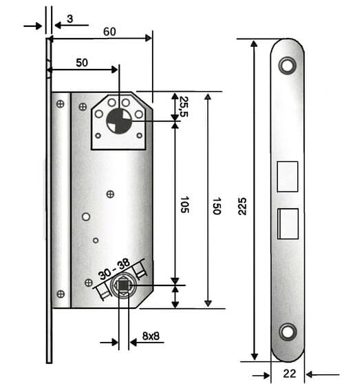 låskista skiss med mått