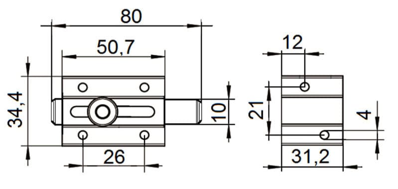 skiss skjutregel rostfri