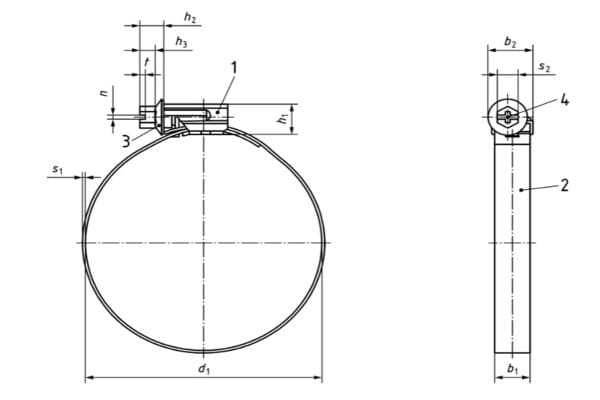 skiss slangklämma Din 3017 typ A