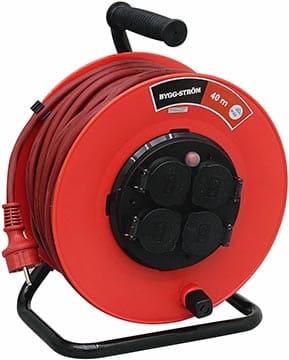 Kabelvinda 1 fas 3G1,5 IP44 Röd plast anti twist