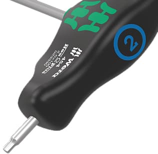 färkodade t handtag med blå färg för insex