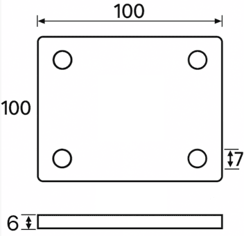 skuren fyrkantig bricka med infästningshål
