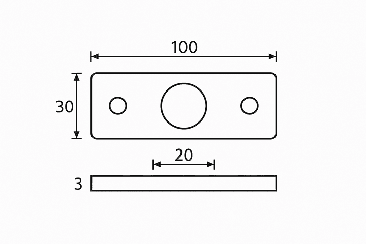 skuren bricka med centrumhål och infästningshål