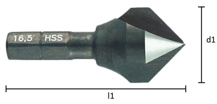 Dimensioner på bitsförsänkare 