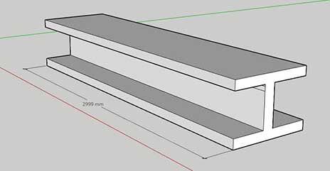 Skiss HEA stålbalk kapad med kaptyp A