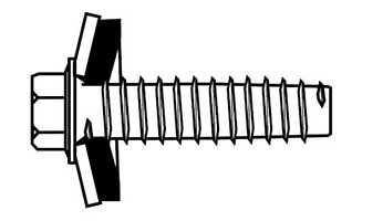 Gngpressande Pltskruv med bricka och packning - fr utomhusbruk