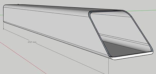 Skiss fyrkantsrör kapad med kaptyp B